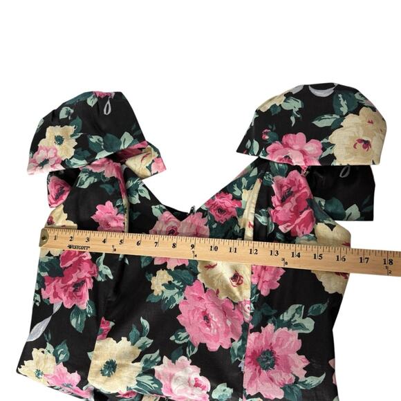 Vintage Jessica McClintock Gunne Sax Floral Bow Detail A-Line Dress Tulle Bottom - Picture 9 of 13
